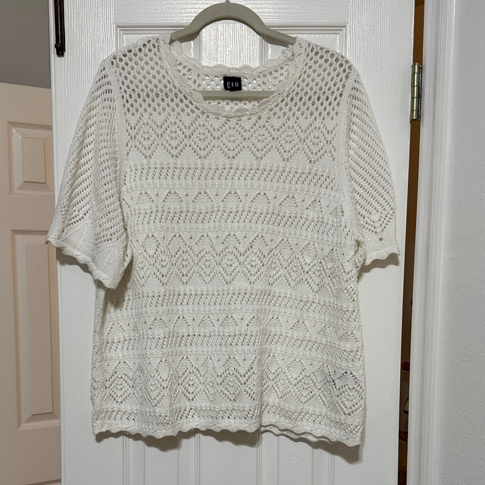 White Lace Knit Top